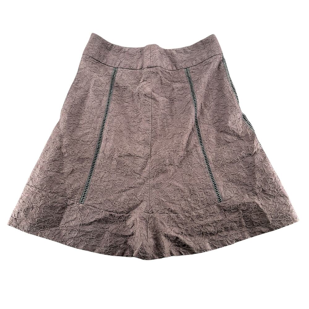 Vintage AZWELL Y2K Midi Skirt Brown S A-Line Embroidered Floral Cutout Detail